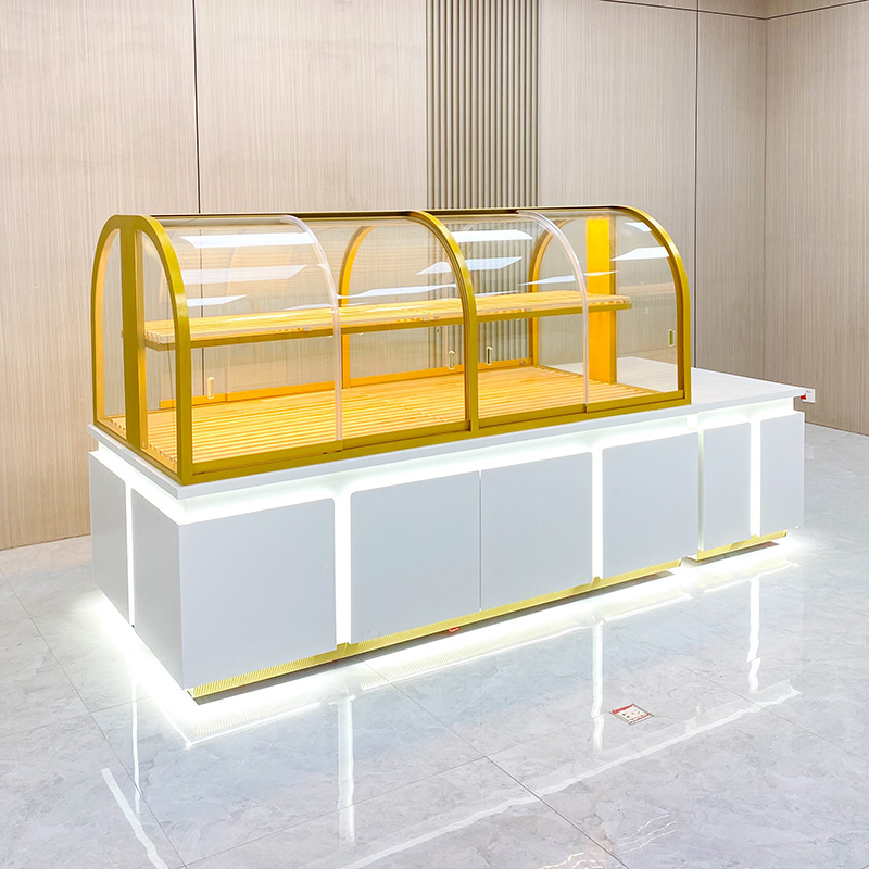 Gabinete de exhibición de pan de la isla curva