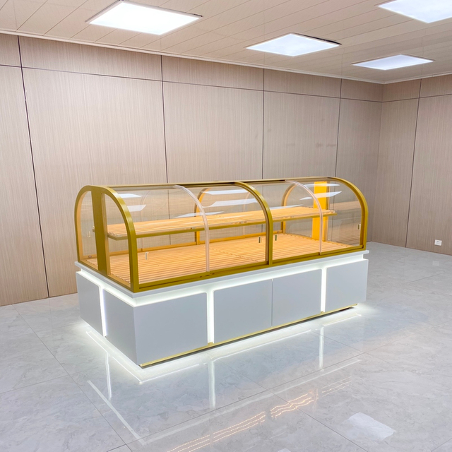 Gabinete de exhibición de pan de la isla curva