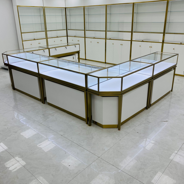 Gabinete de exhibición de joyería de juego de oro titanium