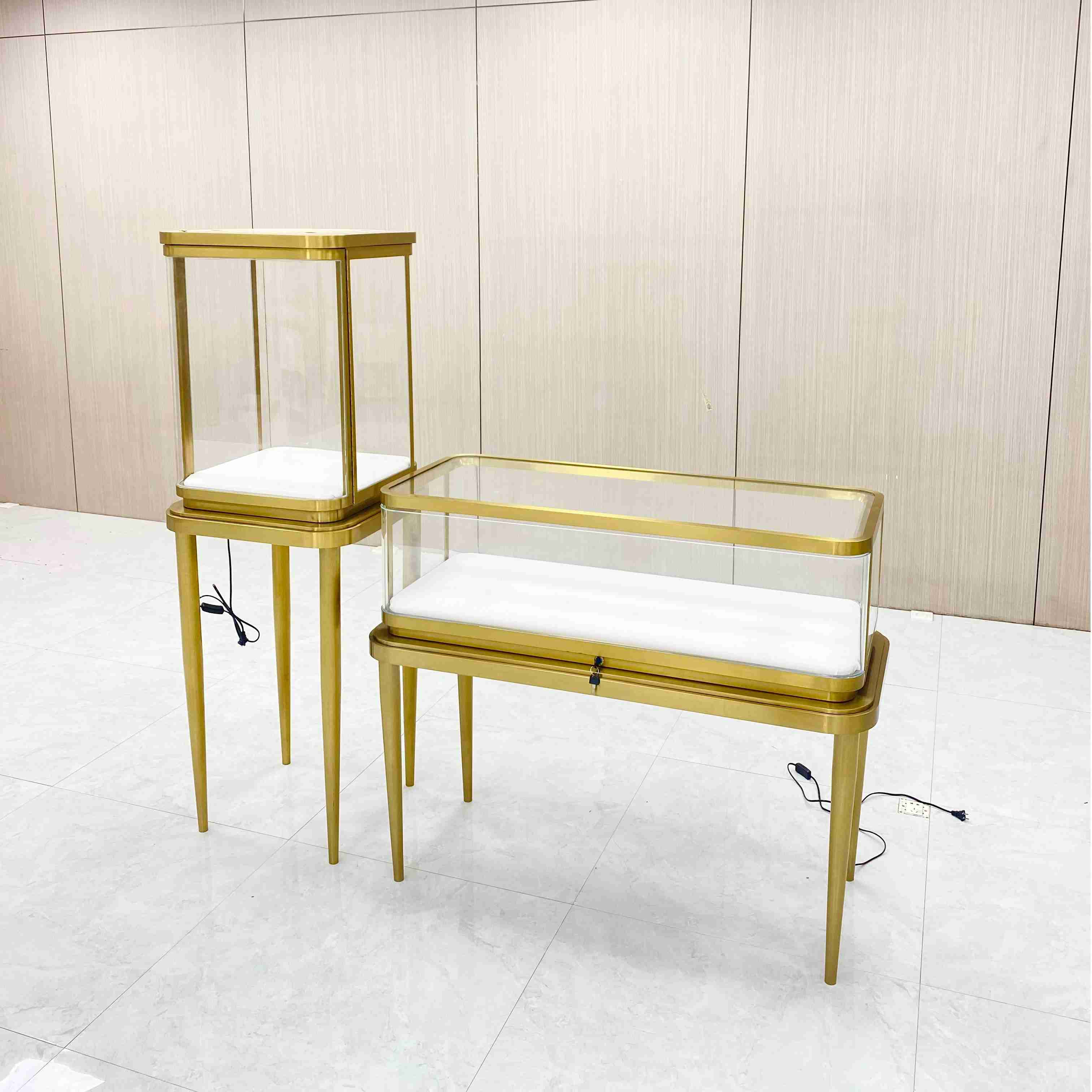 Gabinete de exhibición de joyas de diseño curvo de lujo